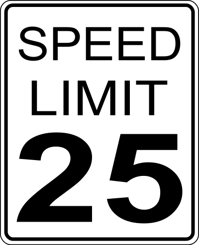 CA speed limit 25 roadsign clipart