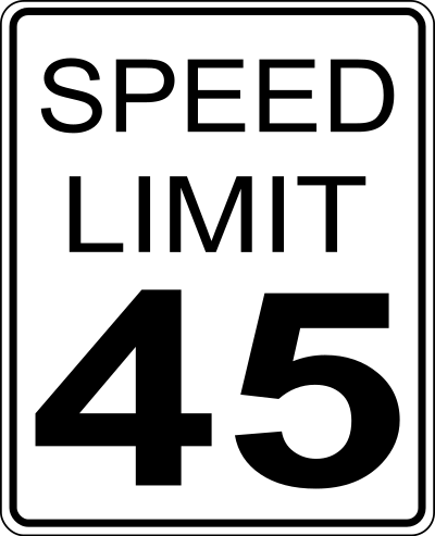 CA speed limit 45 roadsign clipart