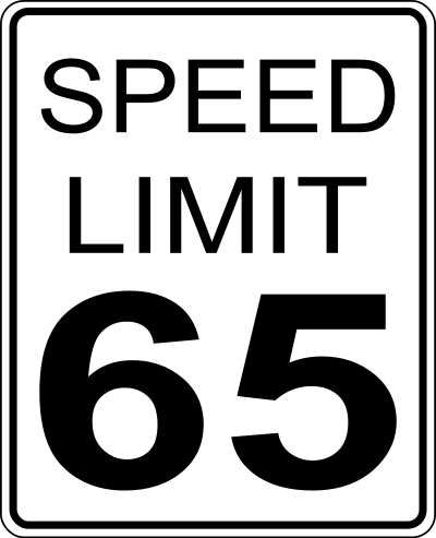 CA speed limit 65 roadsign clipart