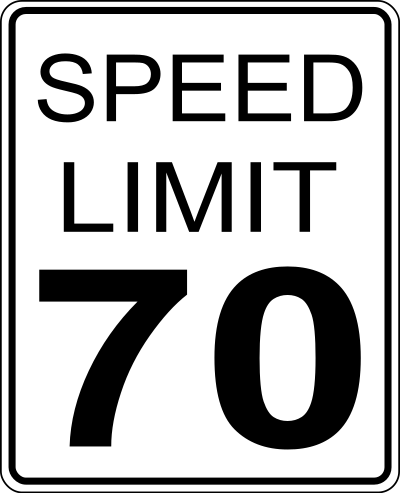 CA speed limit 70 roadsign clipart