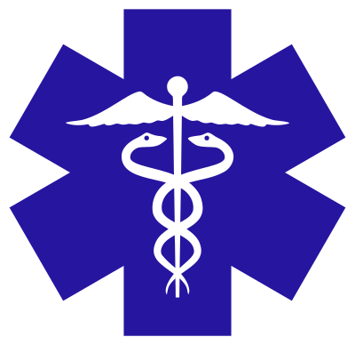 Caduceus On Blue Star Of Life clipart