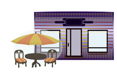 Cafe Building with Outdoor Seating clipart