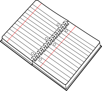 Cahier spirale ouvert / open spiral notebook clipart