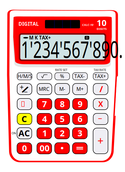 Calculator 10 digits solar clipart