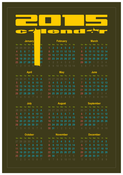 Calendar 2015 clipart