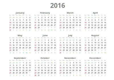 Calendar-2016 clipart
