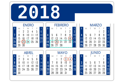 Calendar spanish 2018 clipart