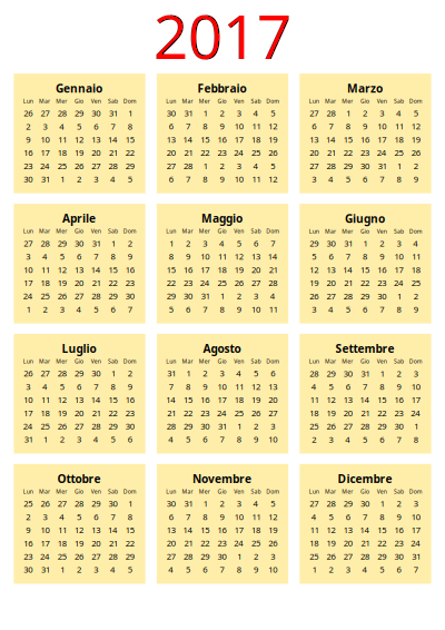 Calendario 2017 clipart