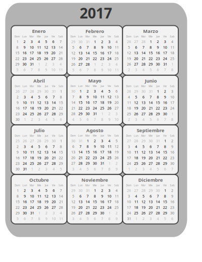 Calendario 2017 B/N clipart