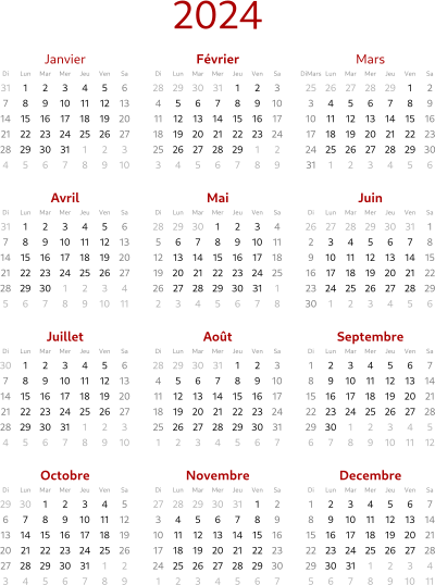 Calendrier 2024 fr clipart