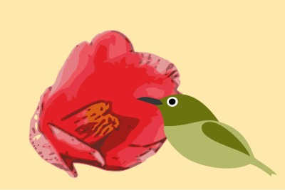Camellia with Bird clipart