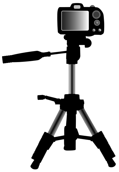 Camera on tripod clipart