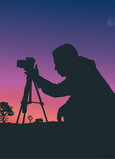 Cameraman Silhouette Sunset with Jeep clipart