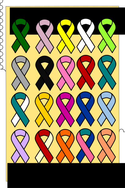 Cancer ribbons stamp clipart