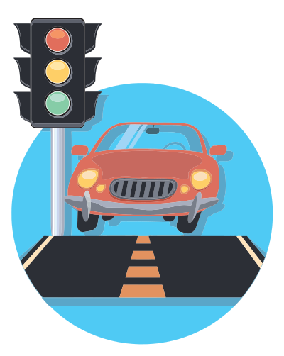 Car And Traffic Light Icon clipart