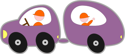 Car with camping trailer clipart