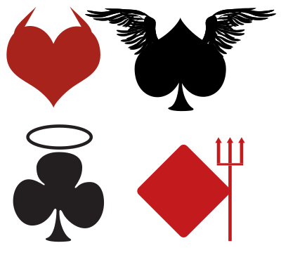 Card Suits, Angelic or Devilish clipart