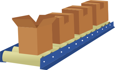 Cardboard Boxes on Conveyor clipart
