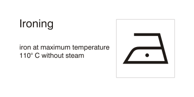 Care symbols, ironing: iron maximum 110° C, no steam clipart