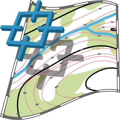Carte topographique avec pointeur - Topographic map with pointer clipart