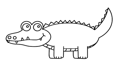 Cartoon Alligator Digi Stamp clipart