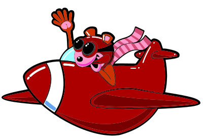 Cartoon Animal In Airplane clipart