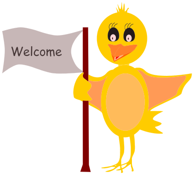 Cartoon Bird With Welcome Sign clipart