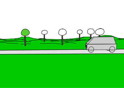 Cartoon car passing by clipart