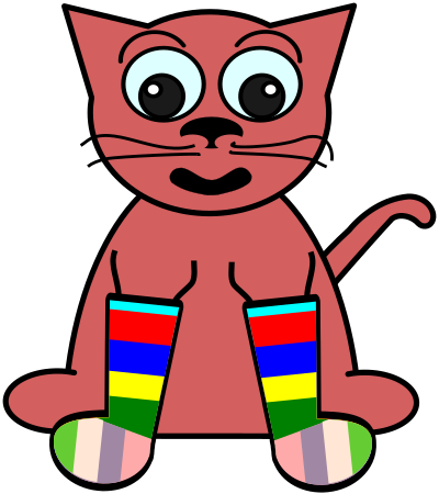 Cartoon Cat In Rainbow Socks clipart