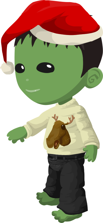 Cartoon character in holiday attire - Glitch remix clipart
