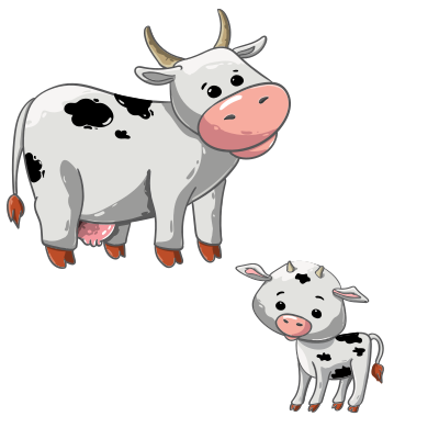 Cartoon dairy cow and calf clipart