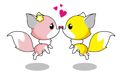 Cartoon Foxes Romantic Couple clipart