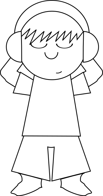 Cartoon guy listen to music clipart