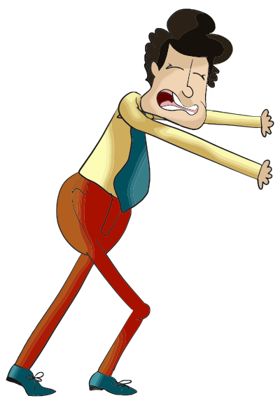Cartoon Man Pushing clipart