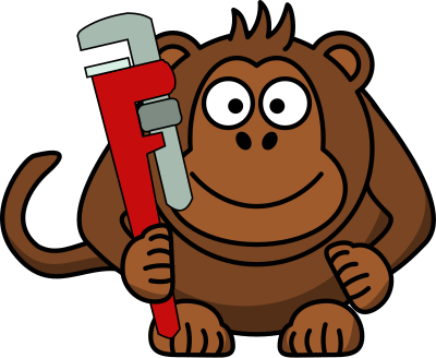Cartoon Monkey with Wrench clipart