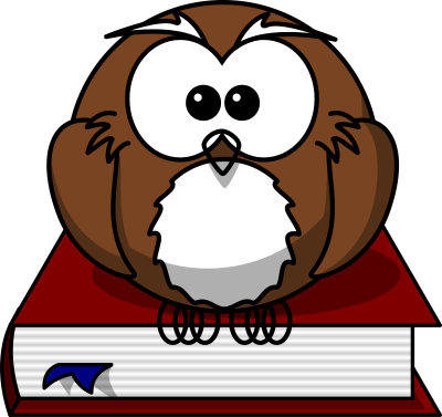 Cartoon owl sitting on a book clipart