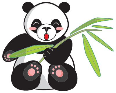 Cartoon Panda And Bamboo clipart