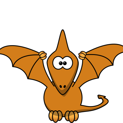 Cartoon pterodactyl with upraised wings clipart
