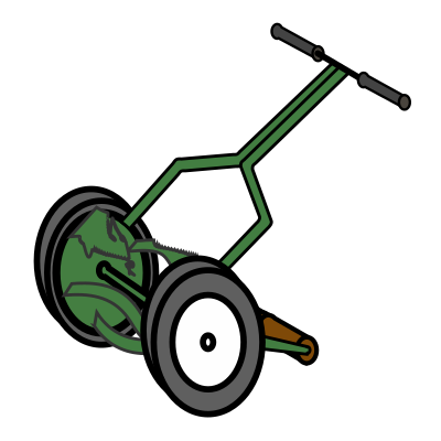 Cartoon Push Reel Lawn Mower clipart