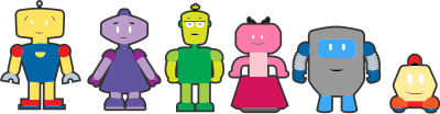 Cartoon Robots Outlined clipart