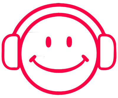 Cartoon Smiley With Headphones clipart