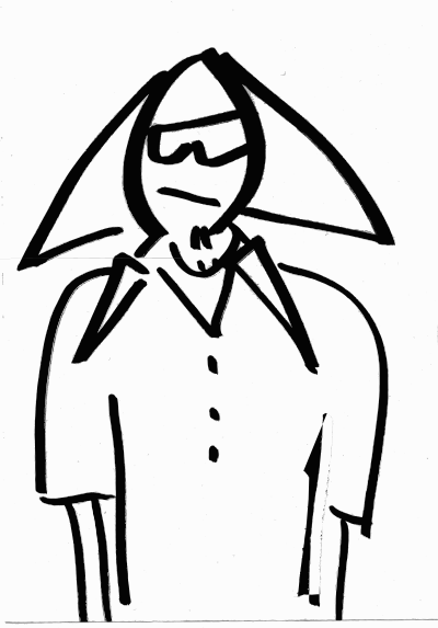 Cartoon style person with triangle hair and sunglasses clipart