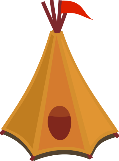Cartoon tipi / tent with red flag clipart