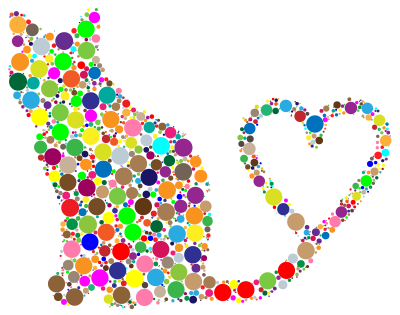 Cat 2 Silhouette Heart Tail Circles Prismatic clipart