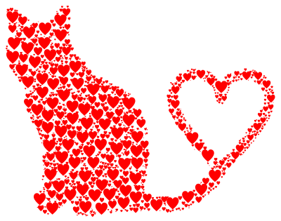 Cat 2 Silhouette Heart Tail Hearts clipart