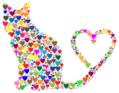 Cat 2 Silhouette Heart Tail Hearts 6 clipart
