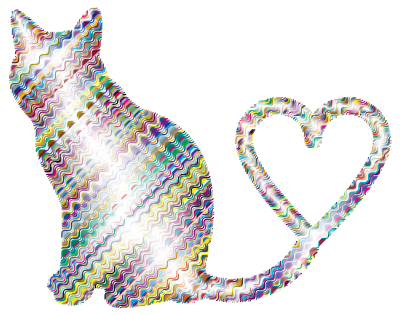 Cat 2 Silhouette Heart Tail Waves 2 clipart