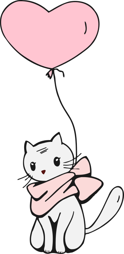 Cat and balloon clipart