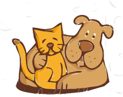 Cat and Dog Friends clipart