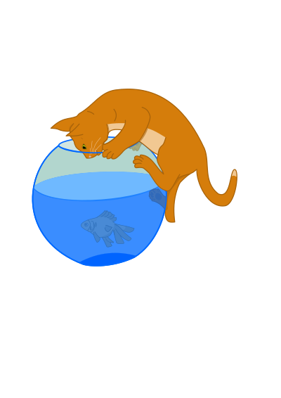 Cat and fish clipart